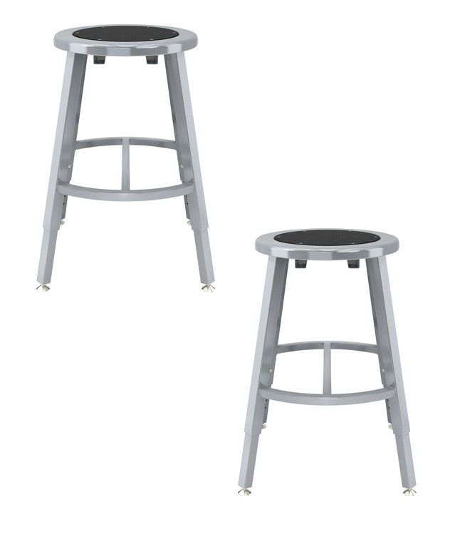 Image for National Public Seating Titan Stool, Black Steel Seat, 18-26 Inch Adjustable Height, Gray Frame from School Specialty