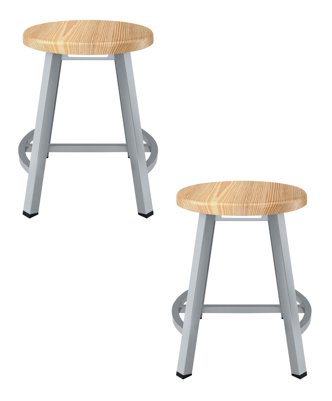 Image for National Public Seating Titan Stool, Wood Seat, 18 Inch Fixed Height, Gray Frame from School Specialty