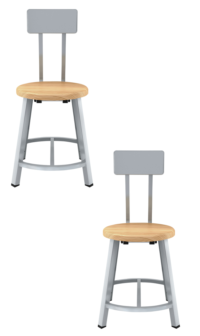 Image for National Public Seating Titan Stool, Wood Seat, 18 Inch Fixed Height, Beckrest, Gray Frame from School Specialty