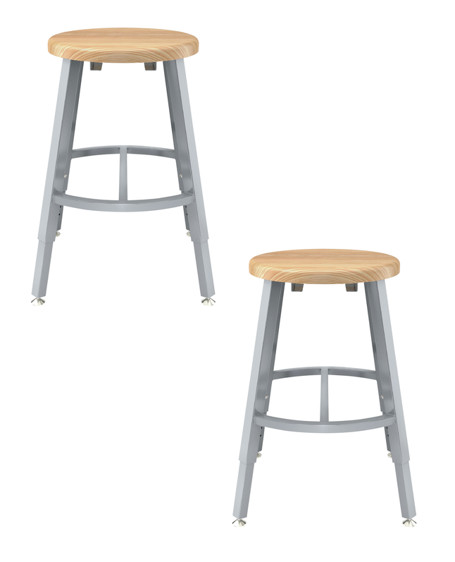 Image for National Public Seating Titan Stool, Wood Seat, 18-26 Inch Adjustable Height, Gray Frame from School Specialty
