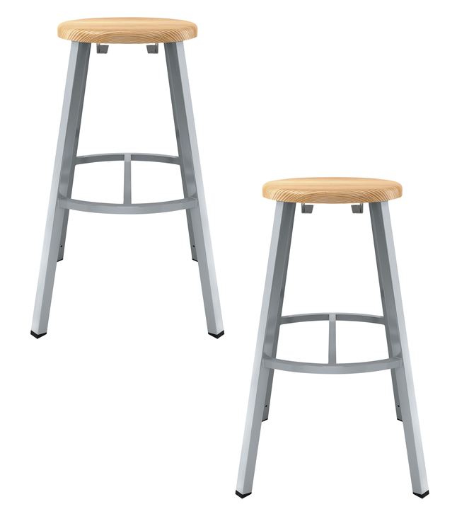 Image for National Public Seating Titan Stool, Wood Seat, 30 Inch Fixed Height, Gray Frame from School Specialty