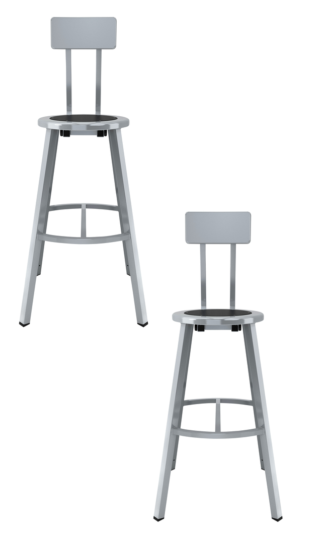Image for National Public Seating Titan Stool, Black Steel Seat, 30 Inch Fixed Height, Backrest, Gray Frame from School Specialty