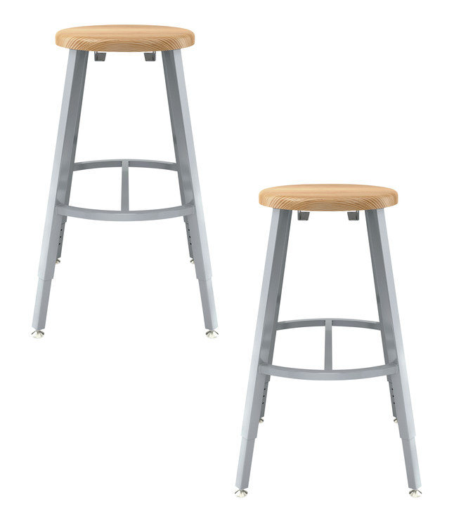 Image for National Public Seating Titan Stool, Wood Seat, 24-32 Inch Adjustable Height, Gray Frame from School Specialty