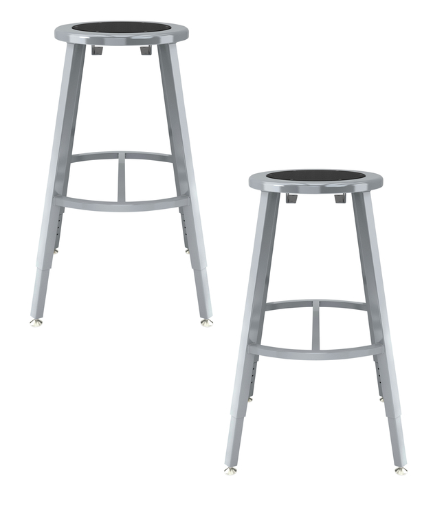 Image for National Public Seating Titan Stool, Black Steel Seat, 24-32 Inch Adjustable Height, Gray Frame from School Specialty