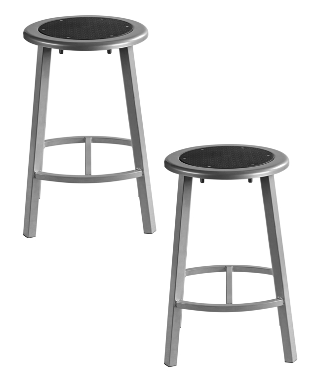 Image for National Public Seating Titan Stool, Black Steel Seat, 24 Inch Fixed Height, Gray Frame from School Specialty