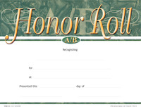 Achieve It! A/B Honor Roll Recognition Awards, Fill in the Blank, 11 x 8-1/2 Inches, Pack of 25, Item Number 2105076