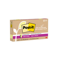 Post-it® 100% Recycled Super Sticky Dispenser Notes, Canary, 3x3 Inches, 6 Pack, 70 Sheets per Pad,, Item Number 2105299