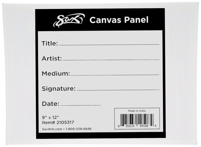 Sax Genuine Canvas Panel, 9 x 12 Inches, White, Item Number 2105317