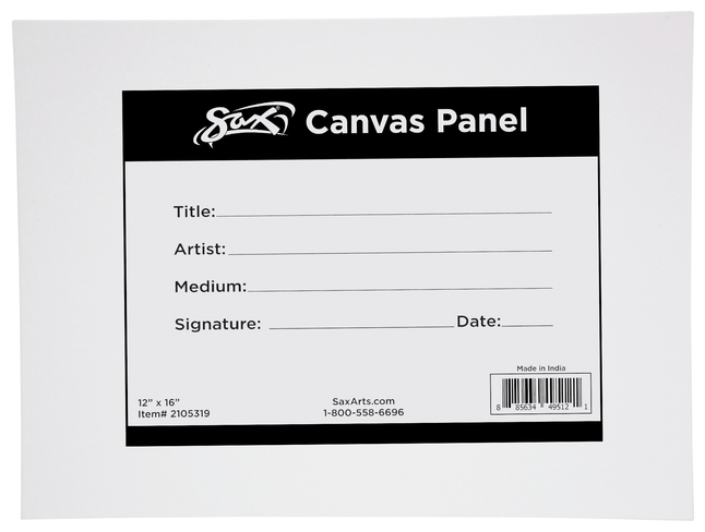Sax Genuine Canvas Panel, 12 x 16 Inches, White, Item Number 2105319