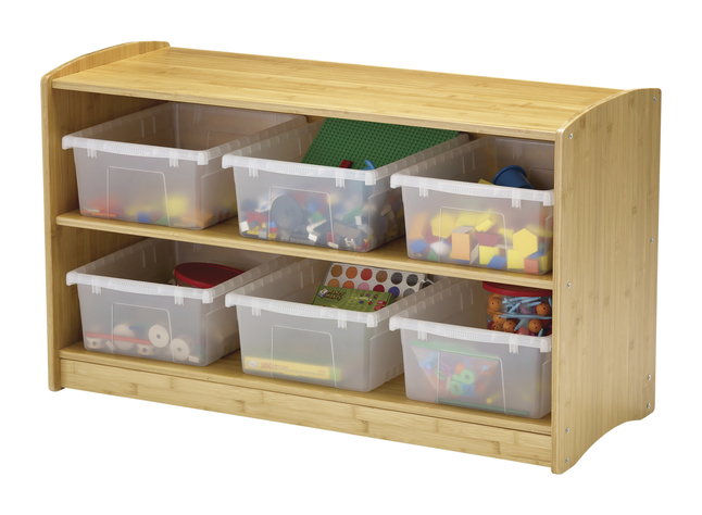 Image for Copernicus Bamboo Shelving Unit, 40 x 16-1/2 x 24 Inches, Clear Tubs from School Specialty