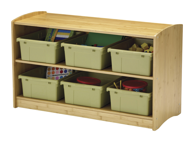 Image for Copernicus Bamboo Shelving Unit, 40 x 16-1/2 x 24 Inches, Sage Tubs from School Specialty