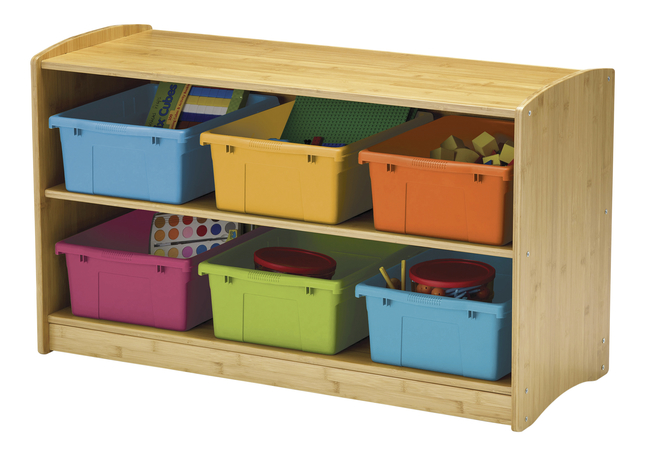 Image for Copernicus Bamboo Shelving Unit, 40 x 16-1/2 x 24 Inches, Vibrant Tubs from School Specialty