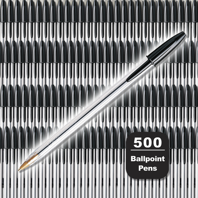 BIC Cristal Xtra Smooth Black Ballpoint Pen, Medium 1.0 mm, 500 Count Bulk Pack, Item Number 2106719