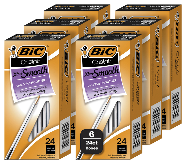 Image for BIC Cristal Xtra Smooth Black Ballpoint Pen, Medium 1.0 mm, 144 Count Bulk Pack from School Specialty