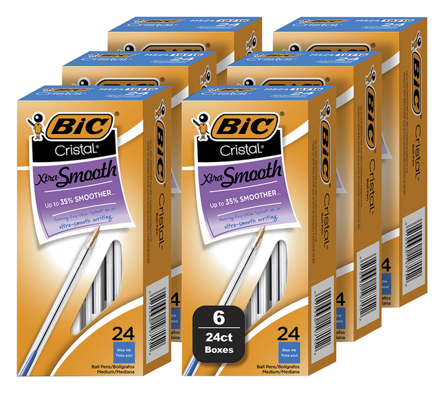 Image for BIC Cristal Xtra Smooth Blue Ballpoint Pen, Medium 1.0 mm, 144 Count Bulk Pack from School Specialty
