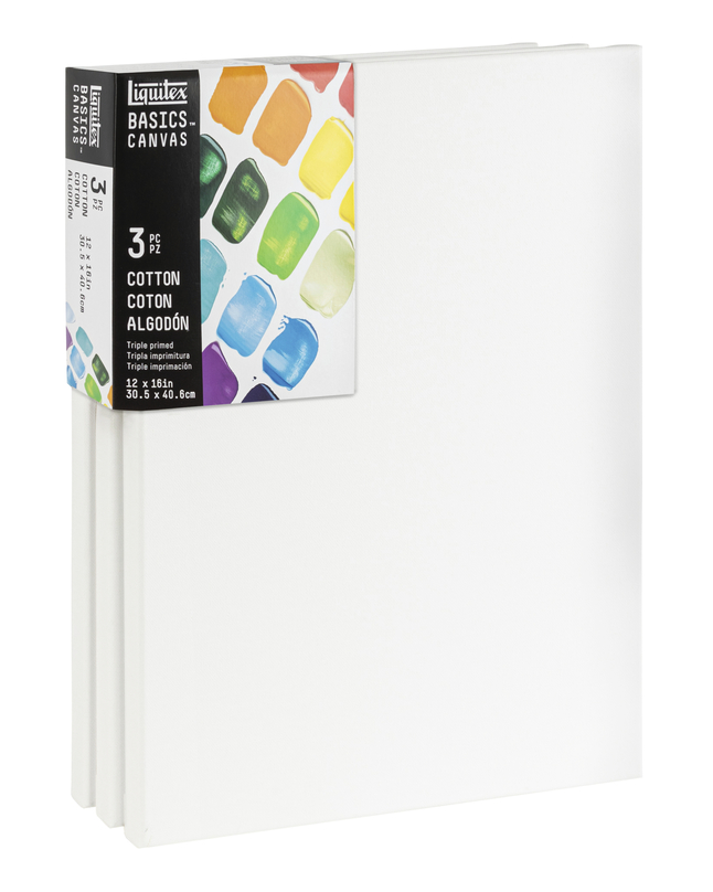 Image for Liquitex BASICS Stretched Cotton Canvases, 12 x 16 Inches, Pack of 3 from School Specialty