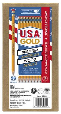 USA Gold Woodcase Pencils, No 2, Pre-Sharpened, Pack of 96, Item Number 2119568