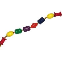 Image for Melissa And Doug Primary Lacing Beads, Wood, Assorted Colors & Shapes, Set of 30 from School Specialty