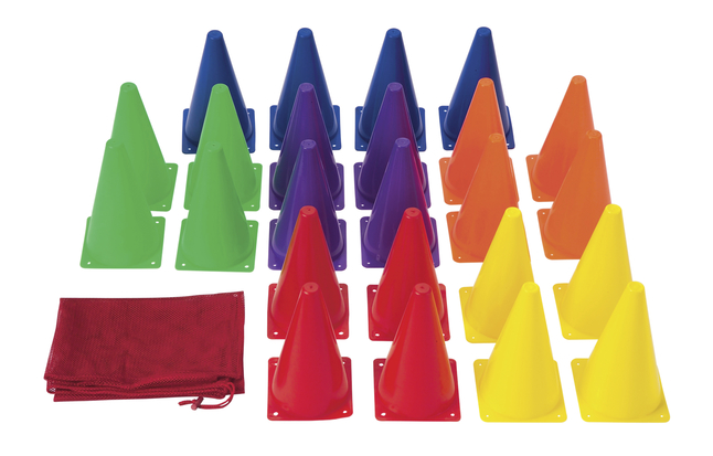 Image for FlagHouse Medium-Weighted Cones, 15 Inches, Assorted Colors, Super Set of 24 from School Specialty