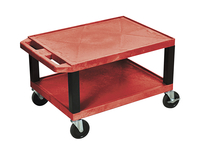 Image for Luxor 2 Shelf 24x18x16 Inches Tuffy Cart With Power, Red Shelves, Black Legs from School Specialty