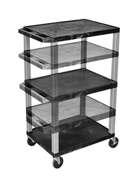 Image for Luxor Adjustable 3 Shelf 24x18x16-42 Inches Tuffy Cart, Black Shelves, Nickel Legs from School Specialty
