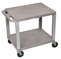 Image for Luxor 2-Shelf Tuffy Cart Without Power, Gray Shelves, Nickel Legs, 24 x 18 x 24-1/2 Inches from School Specialty