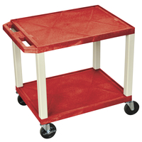 Image for Luxor 2 Shelf 24x18 x 24-1/2 Inches Tuffy Cart Without Power, Red Shelves, Putty Legs from School Specialty