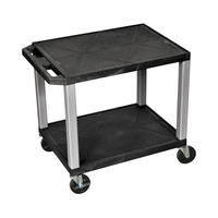 Image for Luxor 2 Shelf 24x18 x 24-1/2 Inches Tuffy Cart Without Power, Black Shelves, Nickel Legs from School Specialty