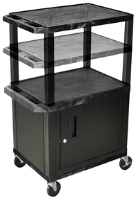 Image for Luxor Adjustable 3 Shelf With Cabinet 24x18x24-1/2 - 42 Tuffy Cart With Power, Black Shelves, Black Legs, Black Cabinet from School Specialty