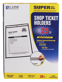 C-Line Shop Ticket Holders, 9 x 12 Inches, Clear/Black Trim, Pack of 25 2129753