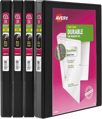 Avery Durable View Binders, 1/2 Inch, Slant Rings, Black, Pack of 4 2129948