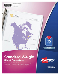 Avery Standard Weight Sheet Protectors, 8-1/2 x 11 Inches, Diamond Clear, Pack of 25 2129954