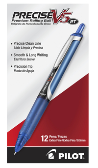 Pilot Precise V5 Retractable Premium Retractable Rolling Ball Pens, Extra Fine Point, Blue Ink, Pack of 12 2131022