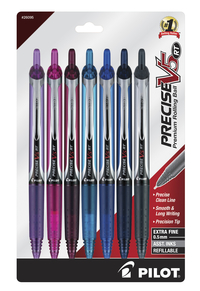 Pilot Precise V5 RT Premium Retractable Rolling Ball Pens, Extra Fine Point, Assorted Ink Colors, Set of 7 2131031