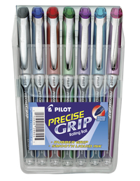 Pilot Precise Grip Rolling Ball Stick Pens, Extra Fine Point, Assorted Ink Colors, Set of 7 2131033