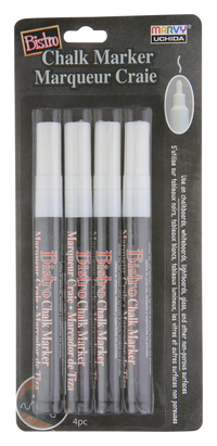 Marvy Bistro Chalk Marker Fine Tip, White, Pack of 4 2132103