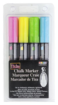 Marvy Bistro Chalk Marker Chisel Tip, Assorted Colors, Set of 4 2132106