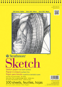 Strathmore 300 Series Sketch Pad, 9 x 12 Inches, 50 lb, 100 Sheets, Item Number 223026