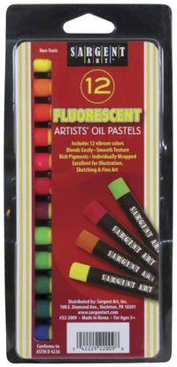 Sargent Art Gallery Oil Pastels, Assorted Fluorescent Colors, Set of 12 Item Number 225219