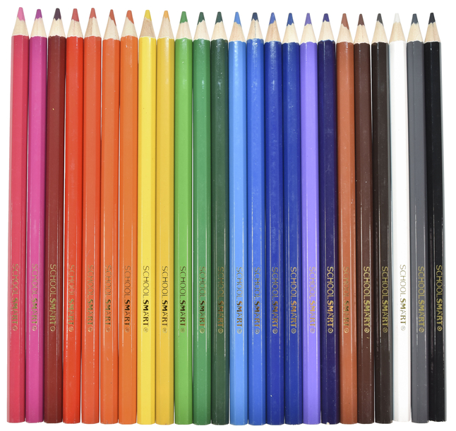 School Smart Colored Pencils, 7 Inches, Assorted Colors, Pack of 24