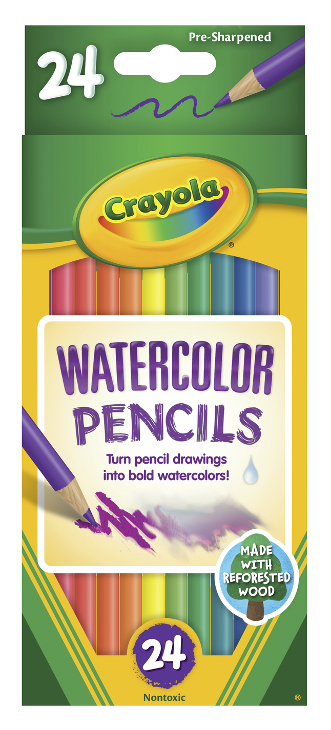 Assorted Color 3.3 mm Thick Tip Crayola Non-Toxic Watercolor Colored Pencil Set Set of 24 