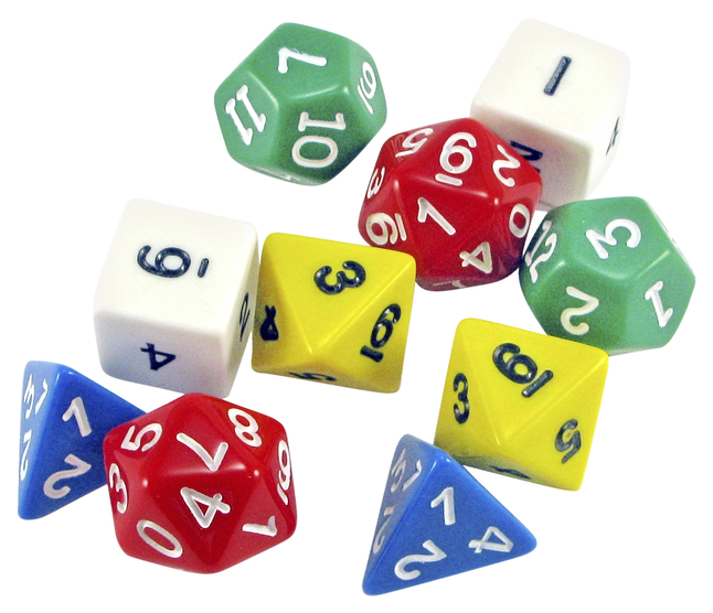 Set of 8 Dice Select from 4 Ten Sided Dice Teacher Resources