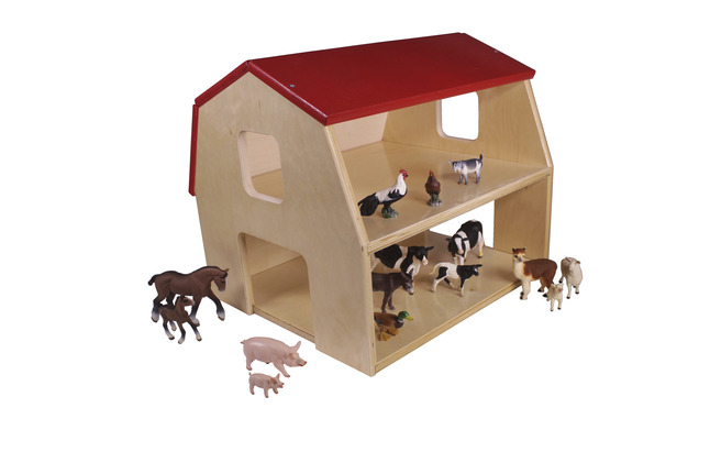 farm animal set with barn