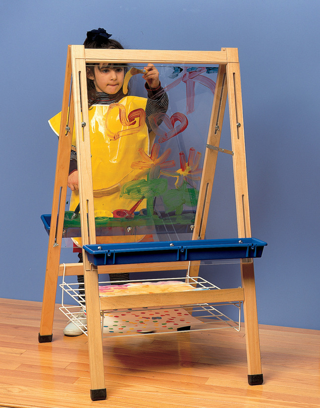 Childcraft Double Adjustable Easel, Clear Panels, Paper Roll, Holder, 24 x 26-7/8 x 44-1/2 Inches, Item Number 1506618