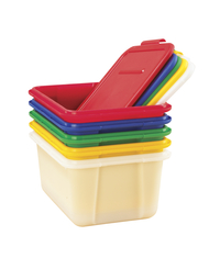 School Smart 276859 Large Storage Tote with Snaptite Lid, 7-1/2 x 11-3/4  x 15-1/2, Red