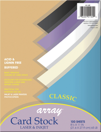 Array Card Stock Paper, 8-1/2 x 11 Inches, Classic Colors, Pack of 100 Item Number 318175