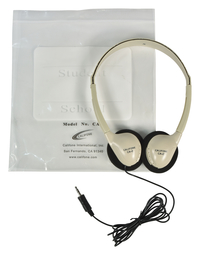 Califone CA-2 Lightweight On-Ear Stereo Headphones with Resealable Storage Bag, 3.5mm Plug, Beige Item Number 335815