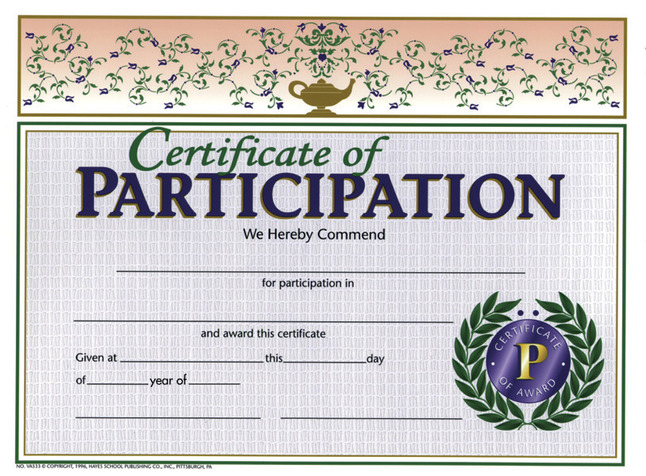 Award Certificates, Item Number 357057