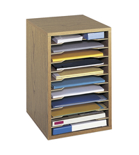 Safco Vertical Literature Desk Top Organizer, 10-3/4 x 12 x 16 Inches, Medium Oak, Item Number 389082