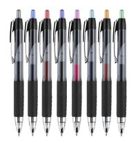 Uni-Ball Signo 207 Retractable Gel Pen, Medium 0.7mm, Assorted Ink, Black Barrel, 8/Set